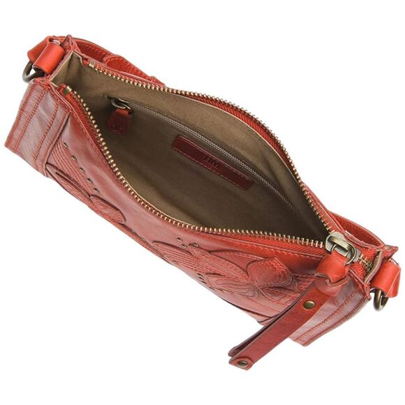 Frye Leather Studded Floral Zip Crossbody Sandstone - Picture 3 of 3